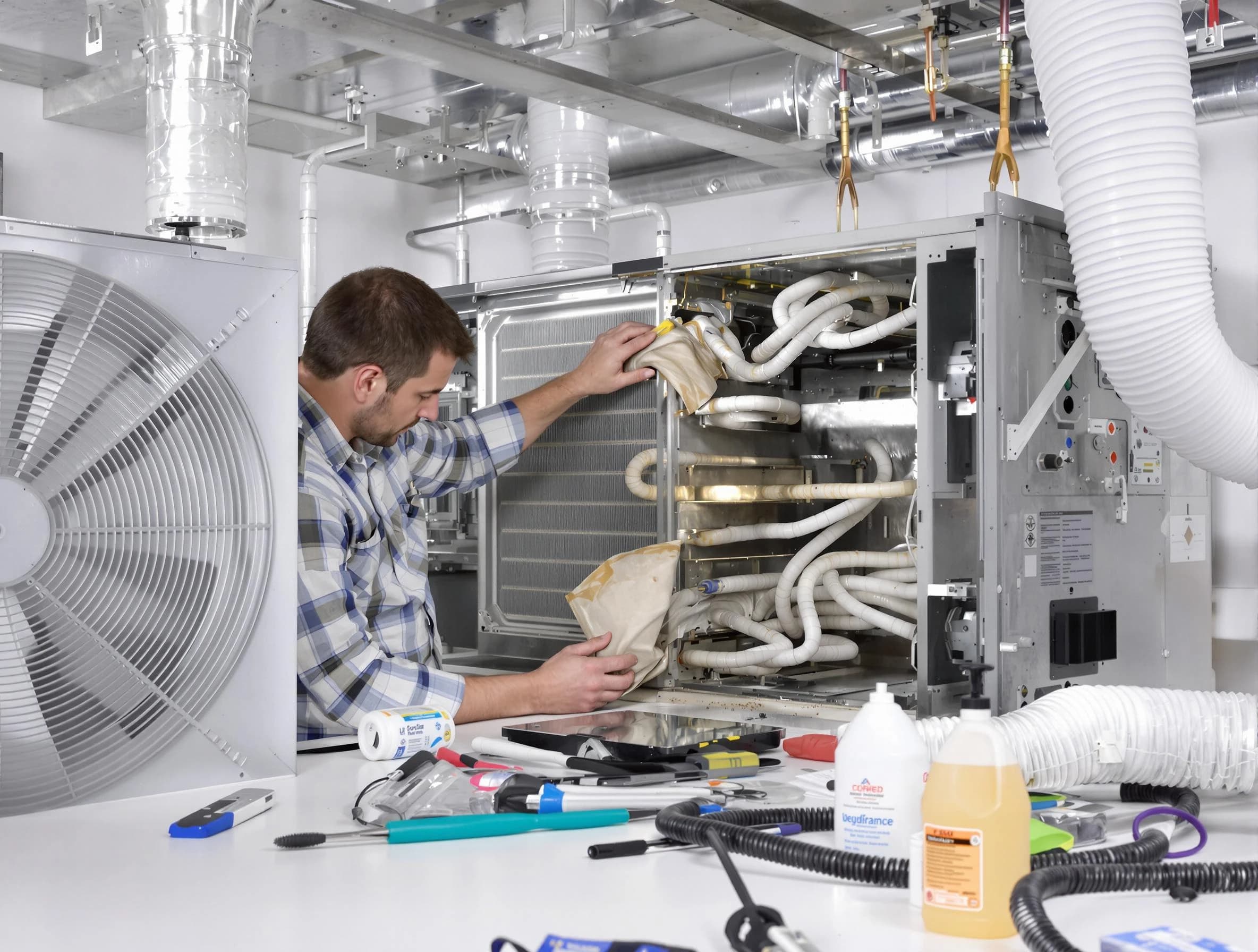 Centennial Air Duct Cleaning specialist performing precision AC coil cleaning in Centennial