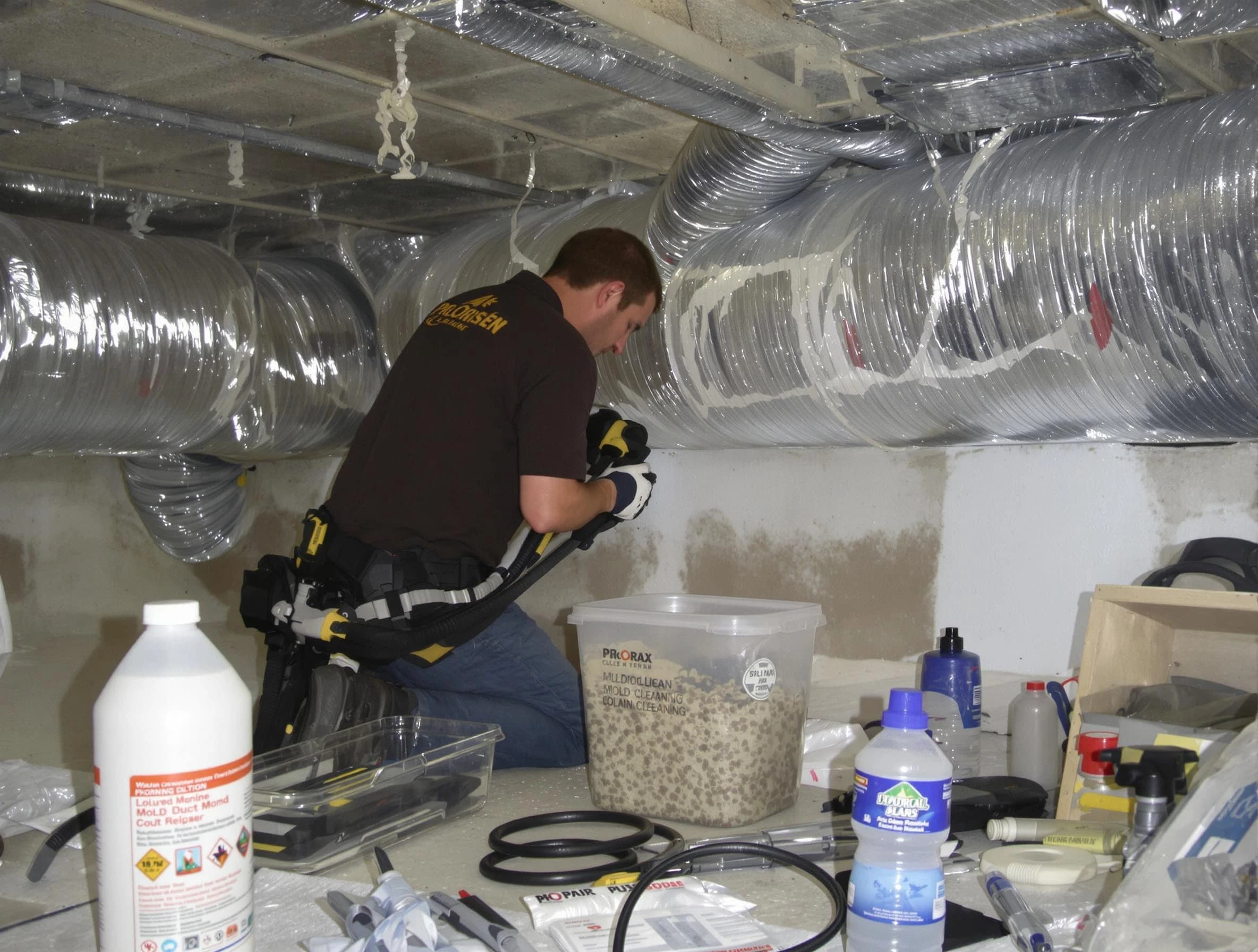 Centennial Air Duct Cleaning specialist performing professional mold removal from air ducts in Centennial
