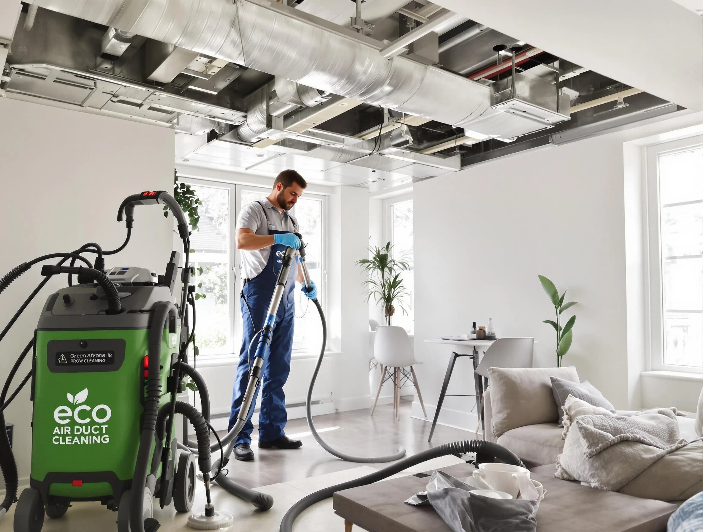 Centennial Air Duct Cleaning technician performing eco-friendly duct cleaning using sustainable methods in Centennial