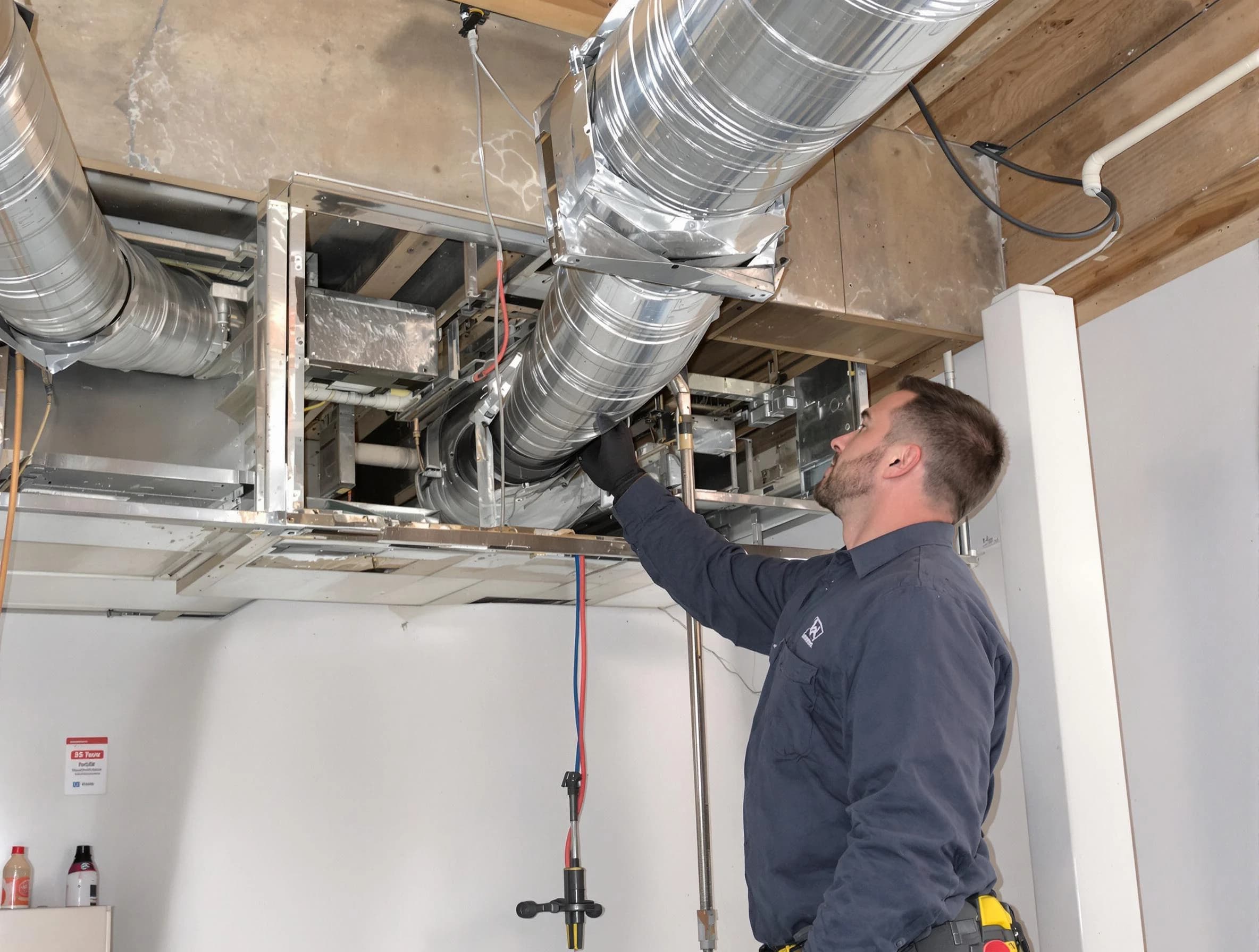 Centennial Air Duct Cleaning technician performing professional air duct repair using specialized tools in Centennial