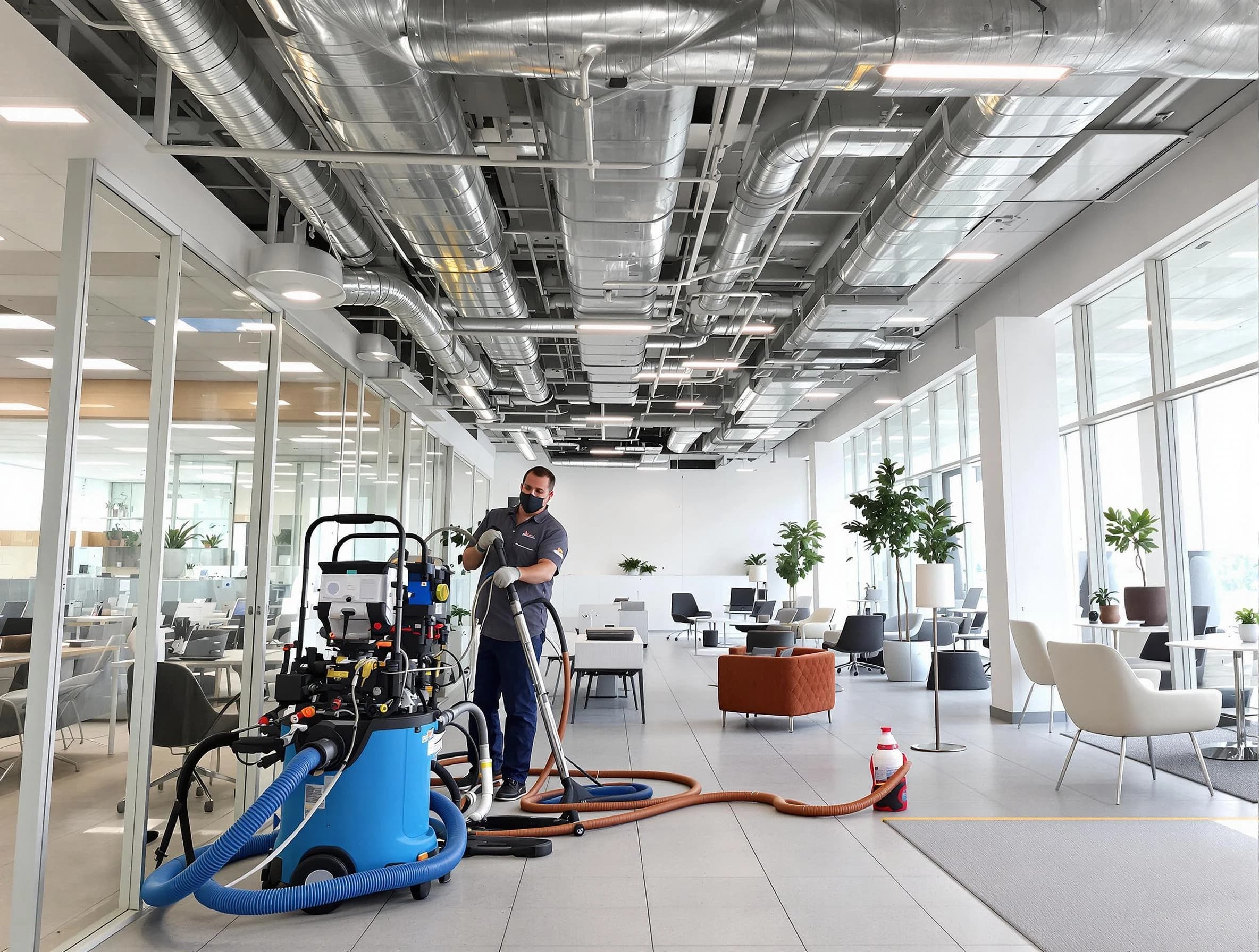 Centennial Air Duct Cleaning team conducting comprehensive commercial duct cleaning at a business location in Centennial