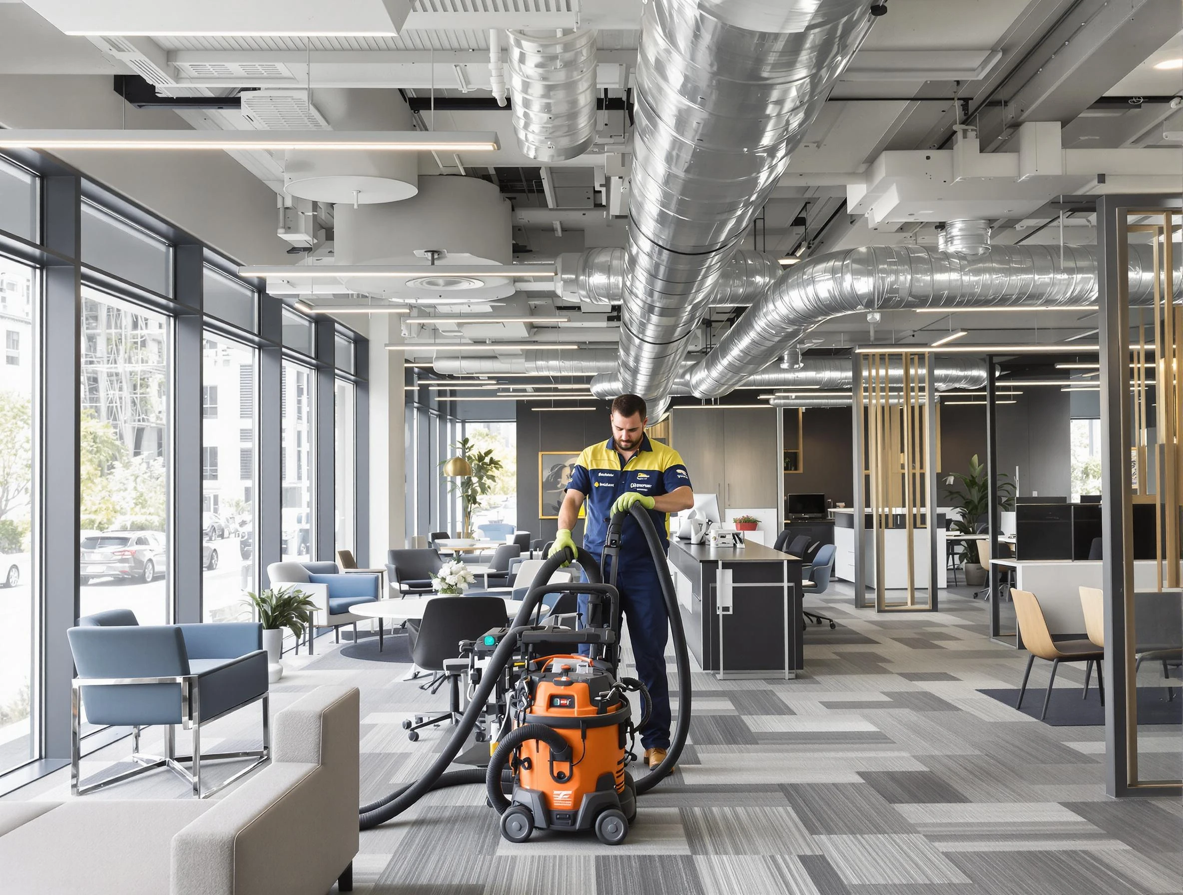 Centennial Air Duct Cleaning team performing thorough commercial duct cleaning at a Centennial business center